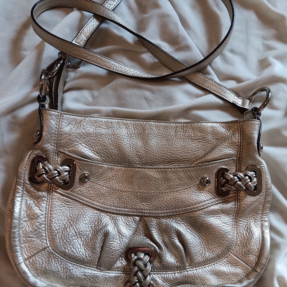B Makowsky Metallic Gold Leather  Bag New